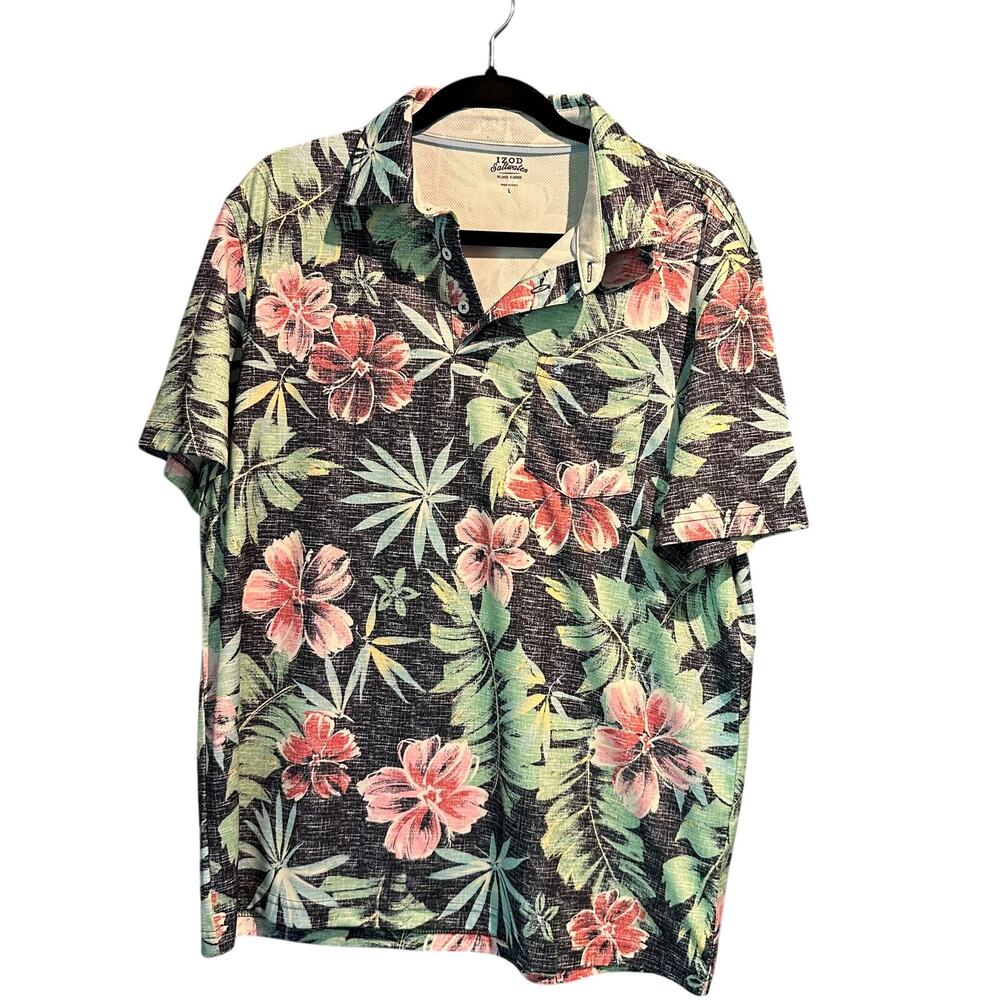 IZOD Size Large Saltwater Relaxed Classics Polo Tropical Print Golf Beach Cruise
